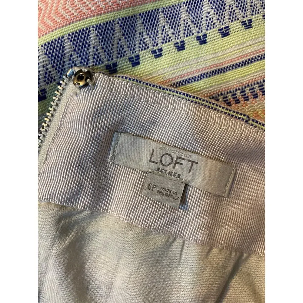 LOFT Pink Pastel A Line Pencil Skirt Women's Sz 6P  Striped Geometric Multicolor